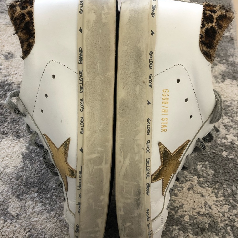 Brand new GOLDEN GOOSE Hi Star Sneakers with Leopard print heel tab - Picture 3 of 6